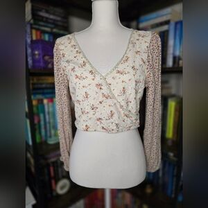 American Eagle Floral Wrap Top